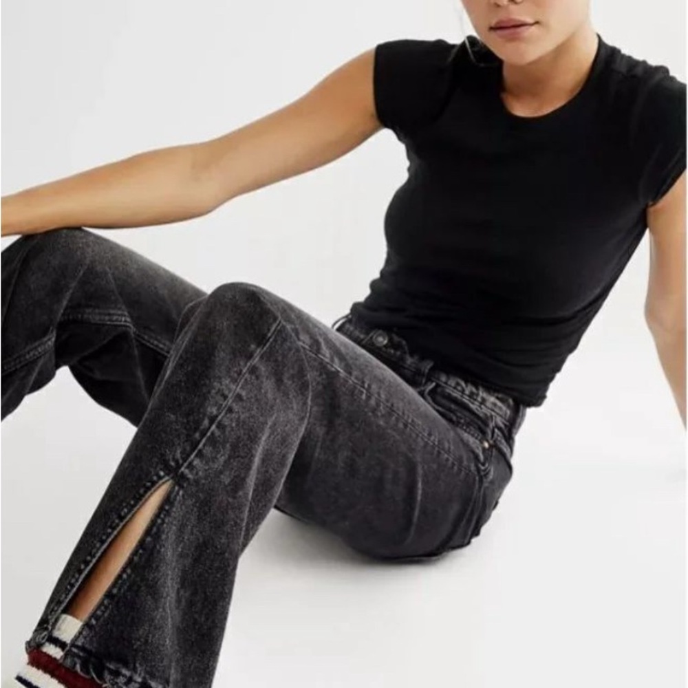 Free People rockin black jeans with slit (brand new)